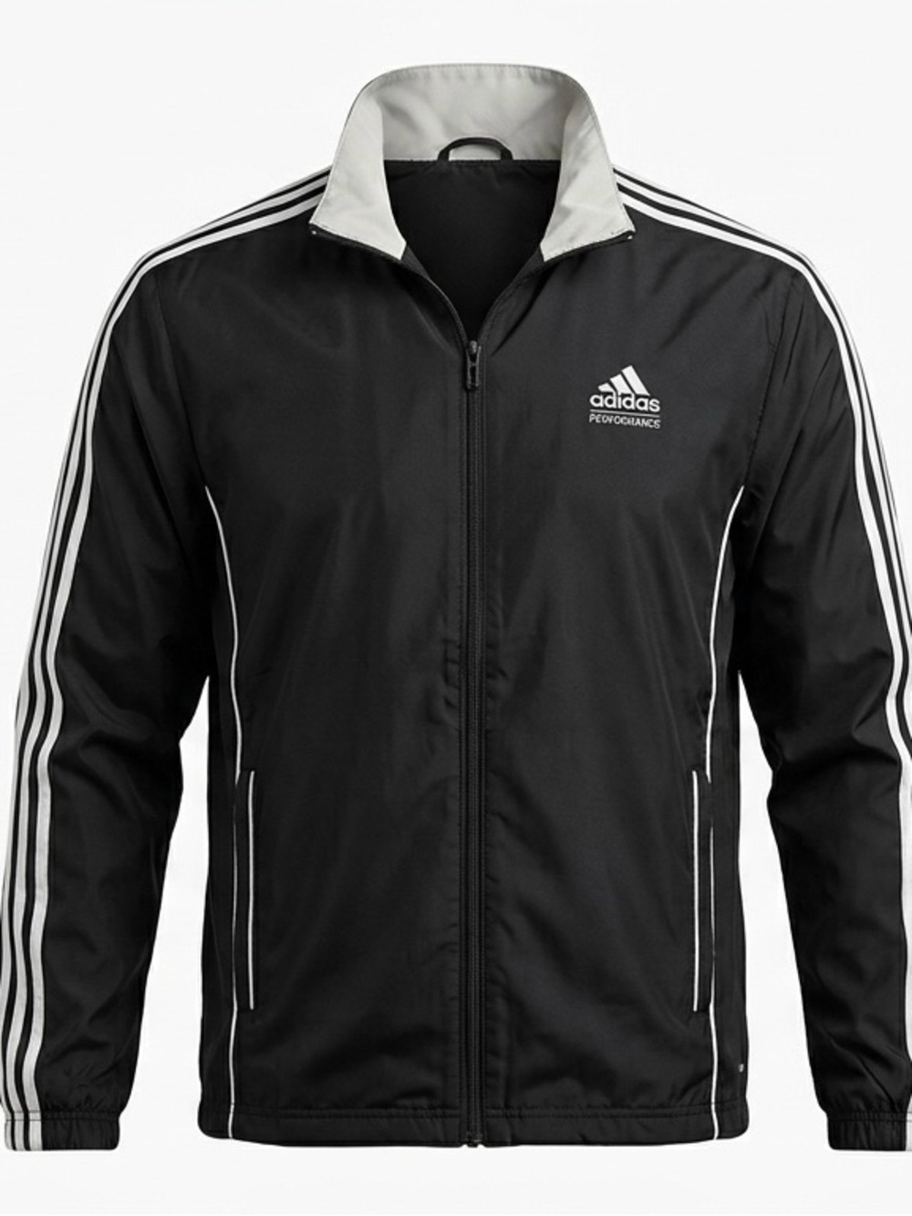 Vintage Adidas Black Men's Track Jacket with White Trim Retro Blokecore